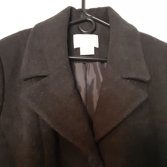 Worthington Trench Coat Womens Wool Blend Gray Buttons Lined Pockets Size 16 EUC - Picture 2 of 8